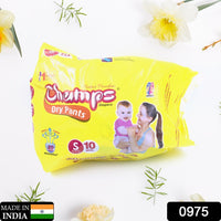 0975 Small Champs Dry Pants Style Diaper- Small (10 pcs) Best for Travel Absorption, Champs Baby Diapers, Champs Soft and Dry Baby Diaper Pants (S,10 Pcs )