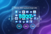 generate seo ranking engaging product image for Discover 8000 Facebook Groups Links, a top-selling digital product for entrepreneurs & learners. Immediate access, trending resources, best rate, and high-demand for 2025. Boost your skills or business with premium quality!