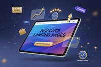 generate seo ranking engaging product image for Discover Landing Pages, a top-selling digital product for entrepreneurs & learners. Immediate access, trending resources, best rate, and high-demand for 2025. Boost your skills or business with premium quality!