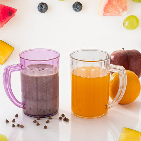 5579 Stylish Juice Glass With Handle, Water Glass, Beer Glass, Milk Shake Glass, Multipurpose Glass Plastic Beer Mug, Unbreakable Beer Tasting Glasses, Clear Juice Glasses Suitable for Kids (2 pc)