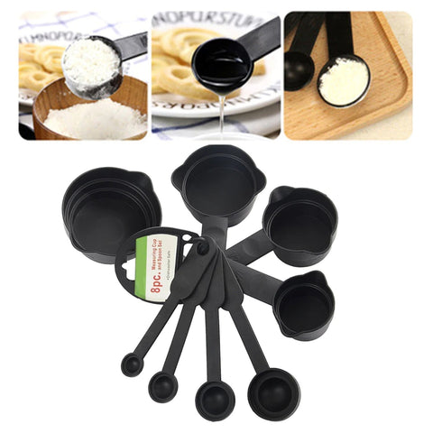106 Plastic Measuring Cups and Spoons (8 Pcs, Black) bhavnagar mall