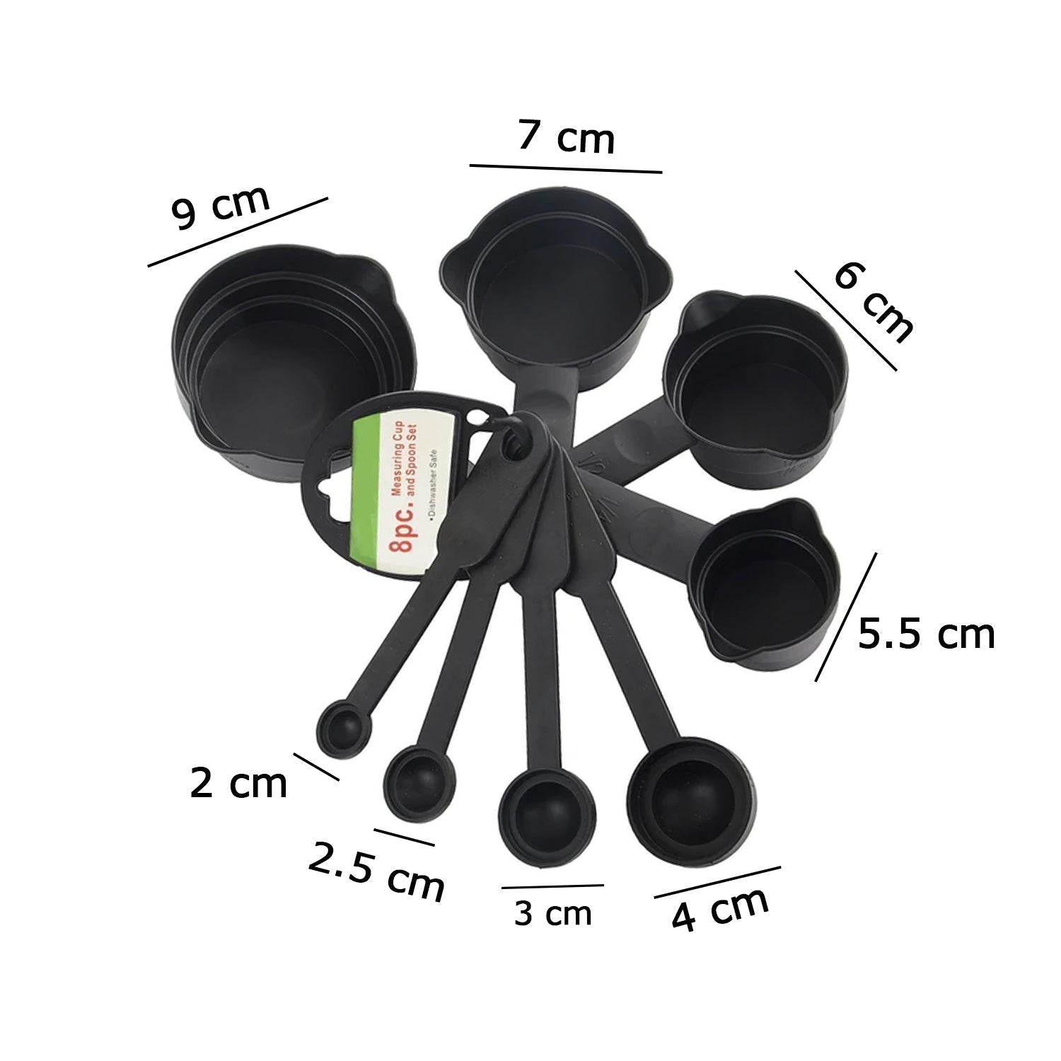 106 Plastic Measuring Cups and Spoons (8 Pcs, Black) bhavnagar mall