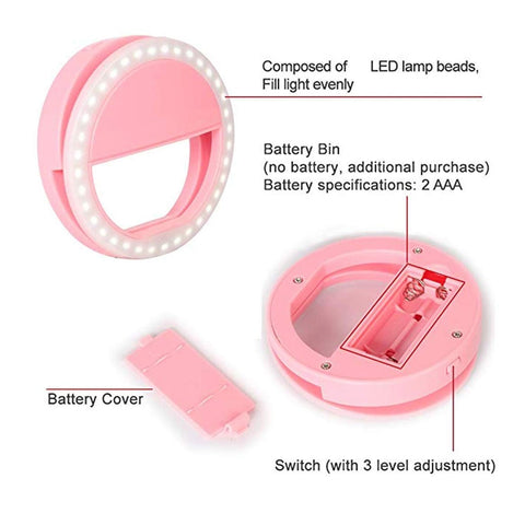 12881 Phone Selfie Light Selfie Ring Light Selfie Light for Smartphone Selfie Light for Phone Battery Operated Selfie Ring Light (Battery Not Included)