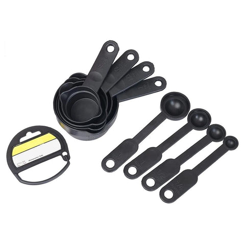 106 Plastic Measuring Cups and Spoons (8 Pcs, Black) bhavnagar mall