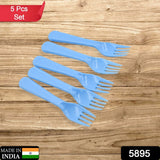 5895  Reusable Premium Heavy Weight Plastic Forks, Party Supplies, One Size, plastic 5pc Serving Fork Set for kitchen, Travel, Home (5pc)