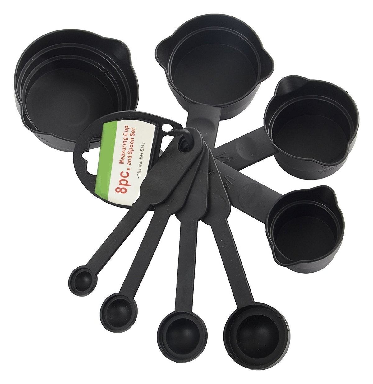 106 Plastic Measuring Cups and Spoons (8 Pcs, Black) bhavnagar mall