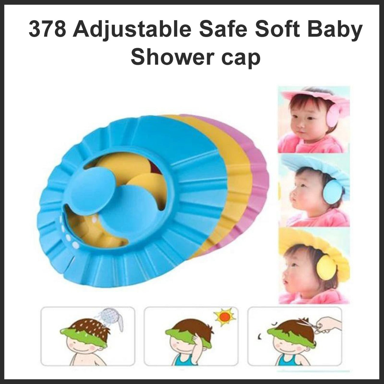 0378 Adjustable Safe Soft Baby Shower cap bhavnagar mall