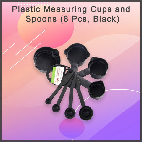 106 Plastic Measuring Cups and Spoons (8 Pcs, Black) bhavnagar mall