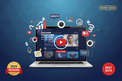 generate seo ranking engaging product image for Discover Youtube Master Course, a top-selling digital product for entrepreneurs &amp; learners. Immediate access, trending resources, best rate, and high-demand for 2025. Boost your skills or business with premium quality!